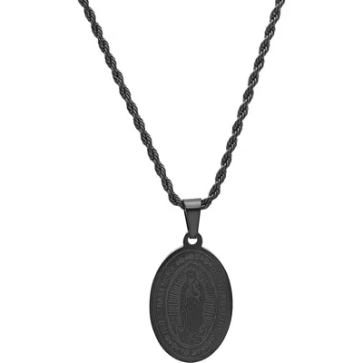Steeltime Nuestra Señora De Guadalupe Pendant Necklace In Black