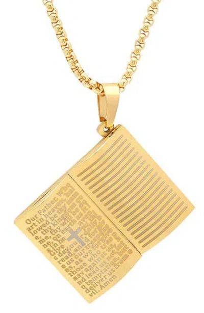 Steeltime Our Father Pendant Necklace In Gold