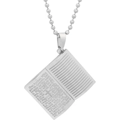 Steeltime Our Father Prayer Pendant Necklace In Metallic