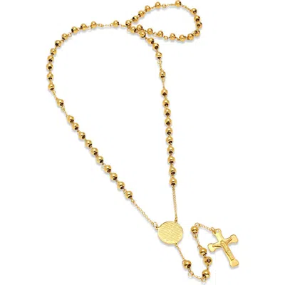 Steeltime Our Father Prayer Rosary Necklace In Gold