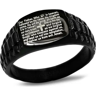 Steeltime Our Father Signet Ring In Black