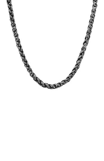 Steeltime Oxidized Stainless Steel Chain Necklace In Black