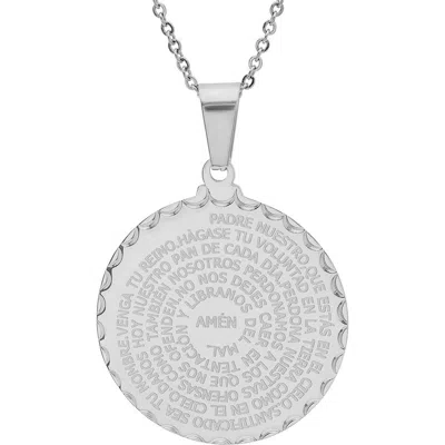 Steeltime Padre Nuestro Pendant Necklace In Metallic