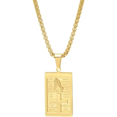 Steeltime Pray Tag Necklace In Gold