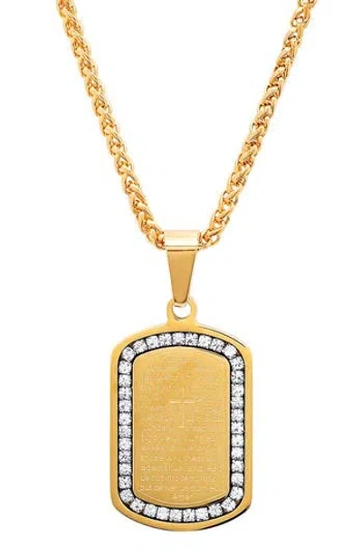 Steeltime Prayer Tag Pendant Necklace In Gold