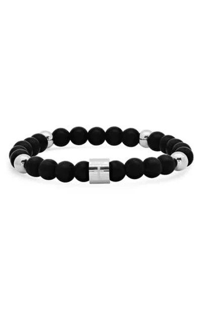 Steeltime Religious Beaded Bracelet In Black