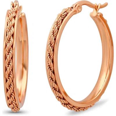Steeltime Rope Hoop Earrings In Gold