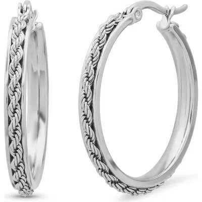 Steeltime Rope Hoop Earrings In Metallic