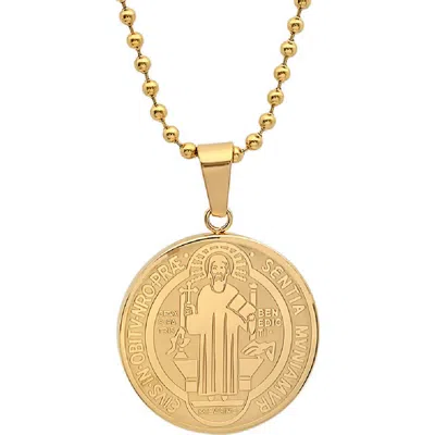 Steeltime Saint Medallion Pendant Necklace In Gold