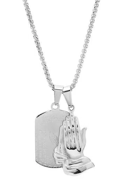 Steeltime Serenity Prayer Dog Tag Pendant Necklace In Metallic