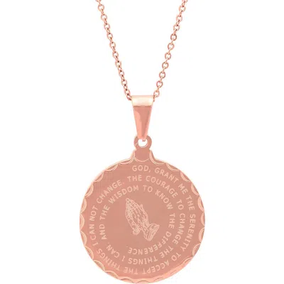 Steeltime Serenity Prayer Pendant Necklace In Gold