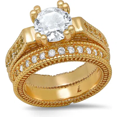 Steeltime Set Of 2 Assorted Simulated Diamond Rings In Gold
