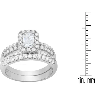 Steeltime Set Of 2 Assorted Simulated Diamond Rings In Silver