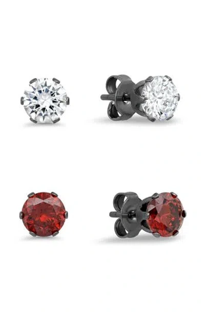 Steeltime Set Of 2 Assorted Stud Earrings In Multi
