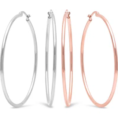 Steeltime Set Of 2 Hoop Earrings In Multi