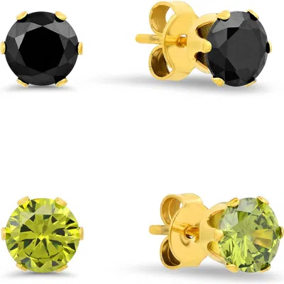 Steeltime Set Of 2 Stud Earrings In Gold