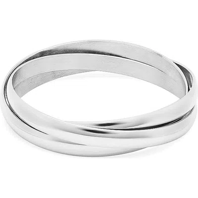 Steeltime Set Of 3 Intertwined Bangles In Metallic