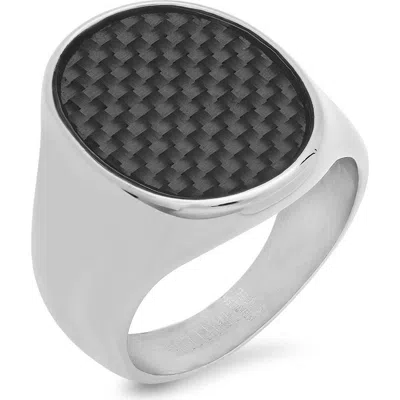Steeltime Signet Ring In Black