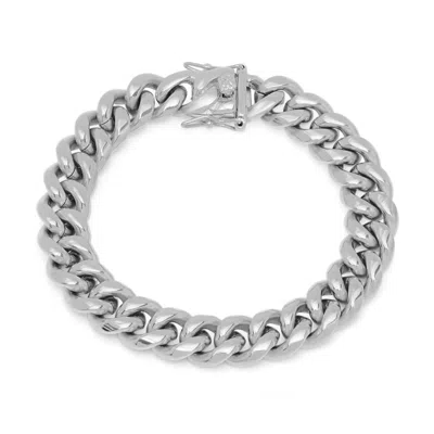 Steeltime Silver Men's Stainless Steel 12mm Miami Cuban Bracelet With Box Clasp