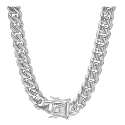Steeltime Silver Men's Stainless Steel 12mm Miami Cuban Necklace Chain With Box Clasp 24 Inch