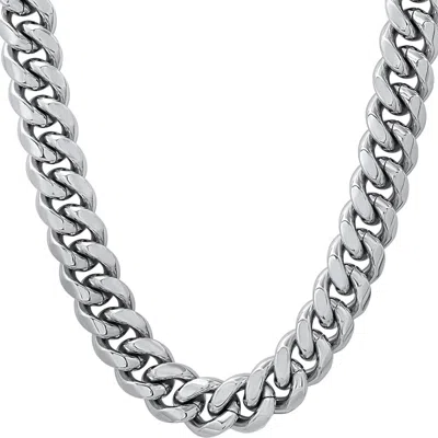 Steeltime Silver Men's Stainless Steel 14mm Miami Heavy Cuban Necklace Chain With Box Clasp 24 Inch