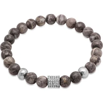 Steeltime Simulated Diamond Beaded Bracelet In Gray