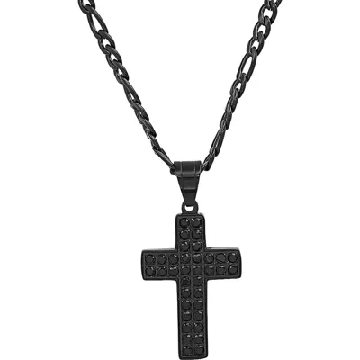 Steeltime Simulated Diamond Cross Pendant Necklace In Metallic