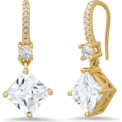 Steeltime Simulated Diamond Drop Earrings In Gold