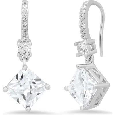 Steeltime Simulated Diamond Drop Earrings In Silver