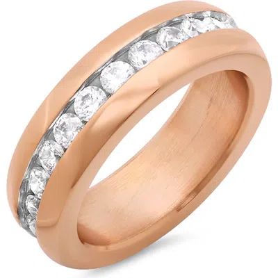 Steeltime Simulated Diamond Eternity Band In Rose Gold
