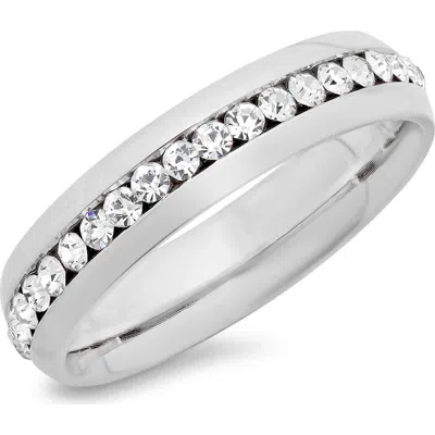 Steeltime Simulated Diamond Eternity Band In Silver