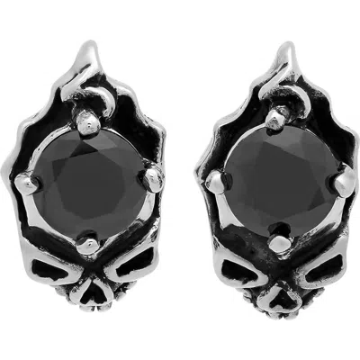 Steeltime Simulated Diamond Stud Earrings In Black
