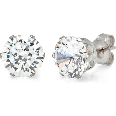 Steeltime Simulated Diamond Stud Earrings In Metallic
