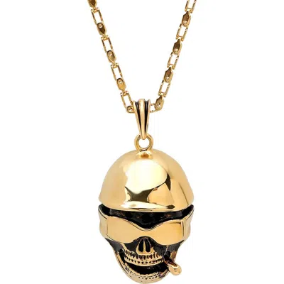 Steeltime Skull Pendant Necklace In Gold