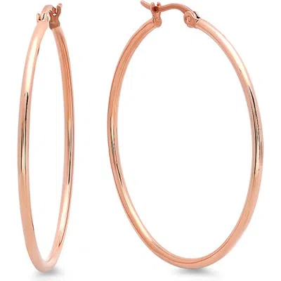Steeltime Slim Hoop Earrings In Pink