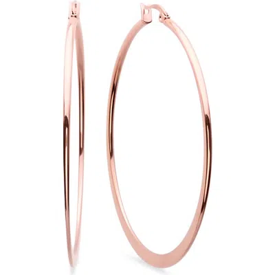 Steeltime Slim Hoop Earrings In Pink