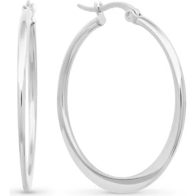 Steeltime Slim Hoop Earrings In Silver