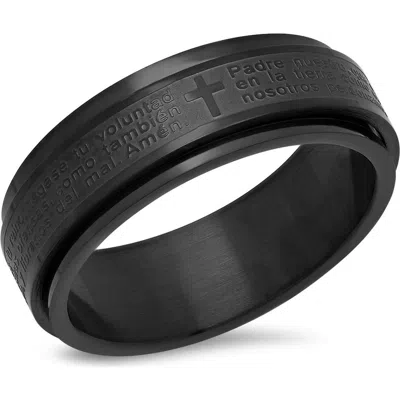Steeltime Spanish Prayer Ring In Black