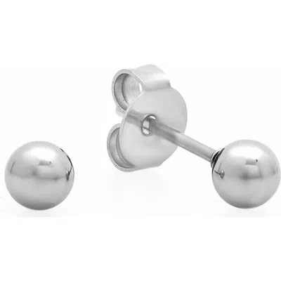 Steeltime Stainless Steel Ball Stud Earrings In Silver