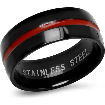 Steeltime Stainless Steel Band Ring In Black