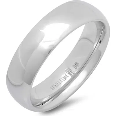 Steeltime Stainless Steel Band Ring In Silver