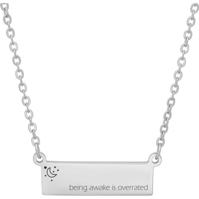 Steeltime Stainless Steel Bar Pendant Necklace In Silver