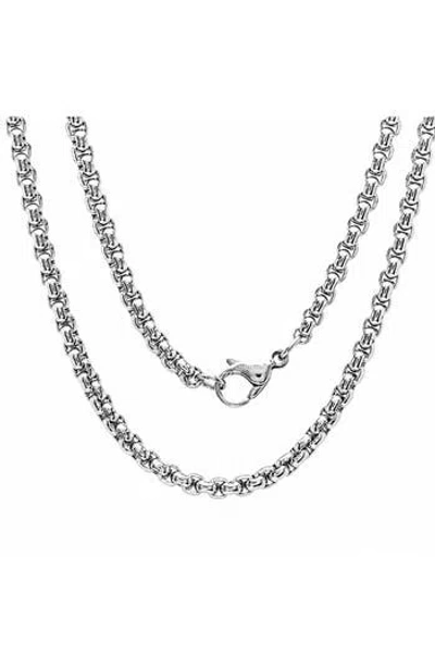 Steeltime Stainless Steel Box Chain Necklace In Metallic