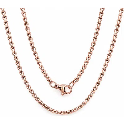Steeltime Stainless Steel Box Chain Necklace In Rose Gold