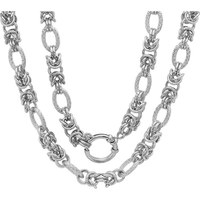 Steeltime Stainless Steel Cluster Chain Necklace In Metallic