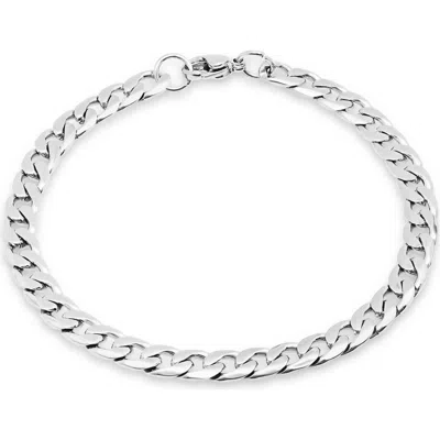Steeltime Stainless Steel Cuban Link Bracelet In Silver