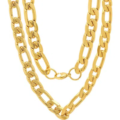 Steeltime Stainless Steel Figaro Link Necklace In Gold