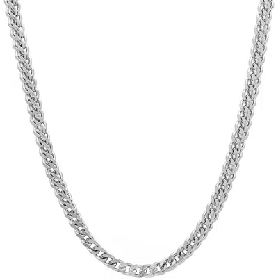 Steeltime Stainless Steel Franco Chain Necklace In Silver