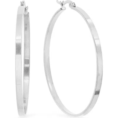 Steeltime Stainless Steel Hoop Earrings In Silver