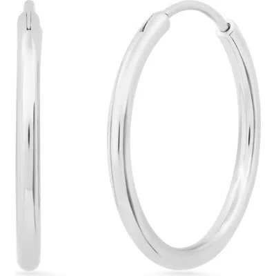 Steeltime Stainless Steel Hoop Earrings In Silver